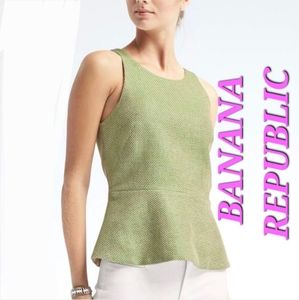 Banana Republic Sleeveless Tweed Shell Green Top